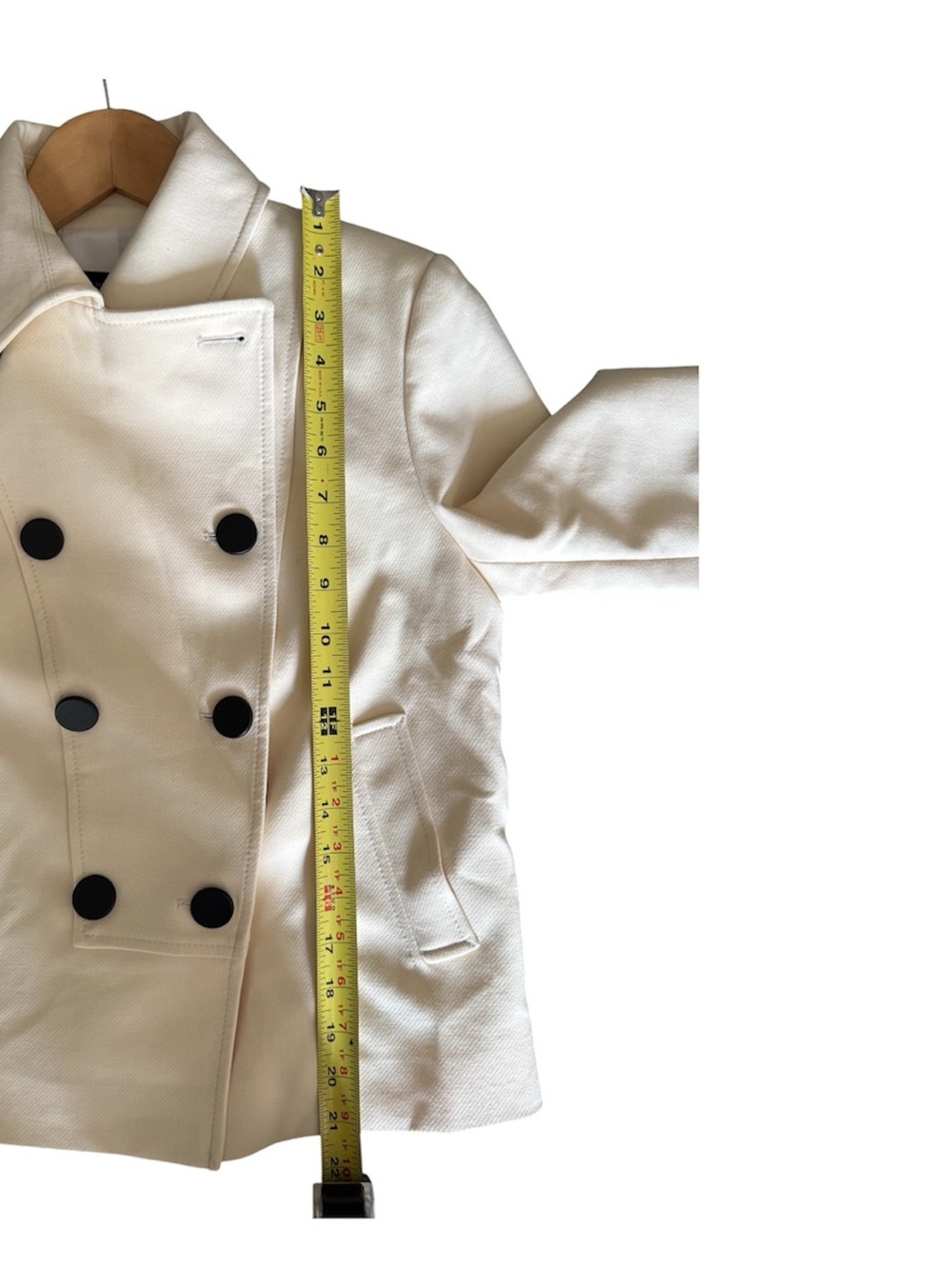 Ann Taylor | Cream Double-Breasted Fitted Crop Blazer, Size 4, NWT - Picture 11 of 15